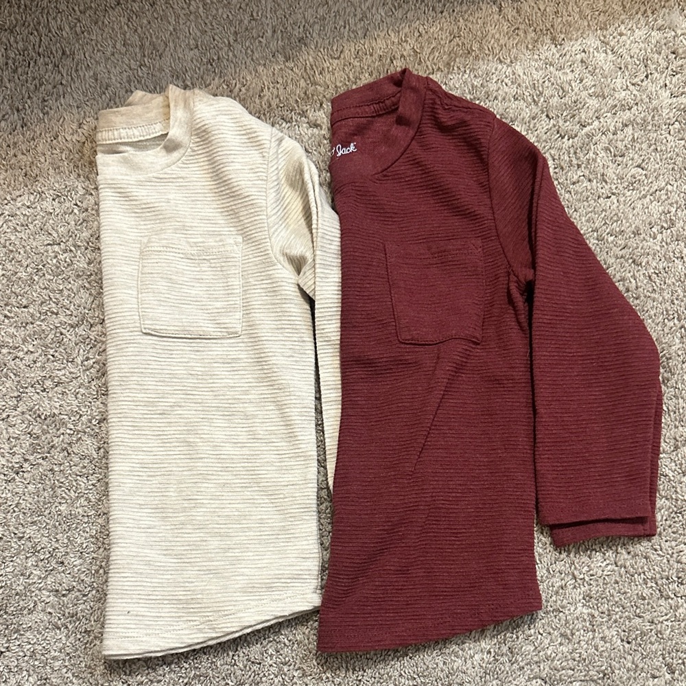 Cat & Jack Kids Long Sleeve Tees - Cream and Burgundy
